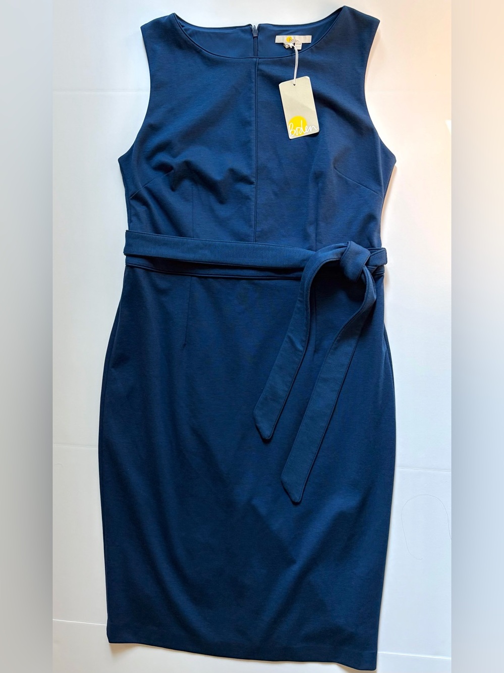 Boden NWT Navy Sleeveless Belted Sheath Dress Size 12R
